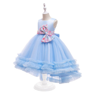 Buy blue Girl Floral Catwalk Trailing Dress