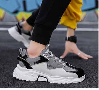 Buy gray Men Geometric Contrast Running Shoes