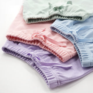 Elastic Waist Solid Colored Cotton Shorts