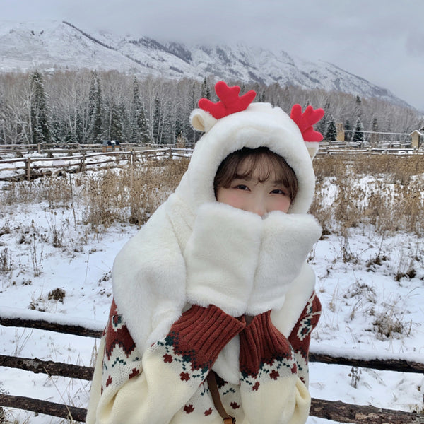 One-Piece Hat & Gloves Scarf Combo