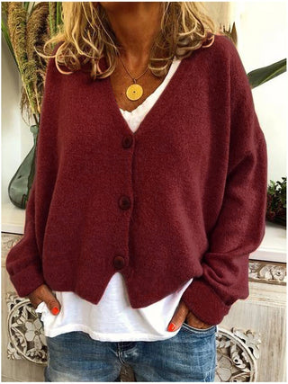 Buy deep-red Women Cardigan Sweater