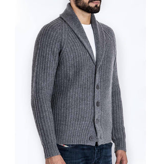 Buy dark-gray Men Long Sleeve Cardigan Knitted Sweater