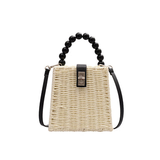 Buy white Rattan Bead Portable Straw Hand and Crossbody Bag