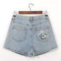 Floral High Waist Denim Shorts