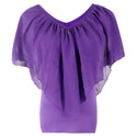 Chiffon Bat Sleeve Stitching T-Shirt Shawl Top