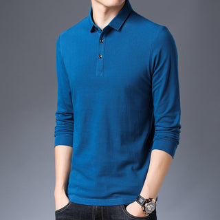 Buy royal-blue Men Mid Sleeve Solid Colored Polo Shirt