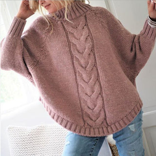 Buy pink Women Loose Pullover Shawl-Like Sweater