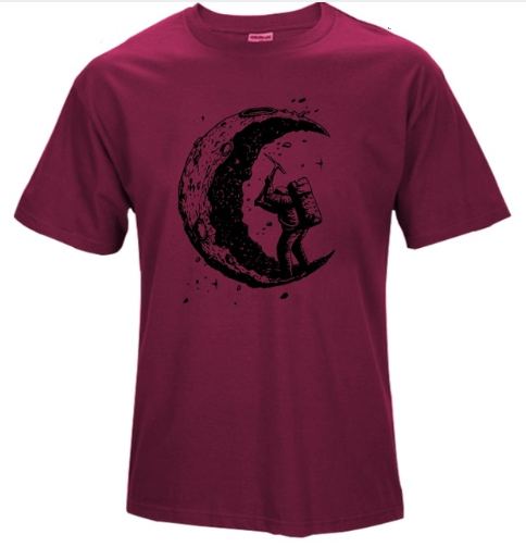 Men's Digging The Moon Print Casual T Shirt