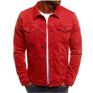 Buy red Men Thin Denim Jean Jacket