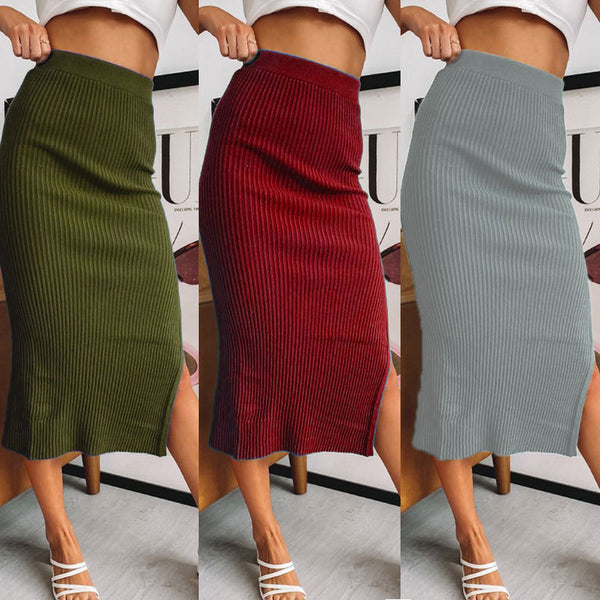 Temperament High-Waist Irregular-Slit Skirt