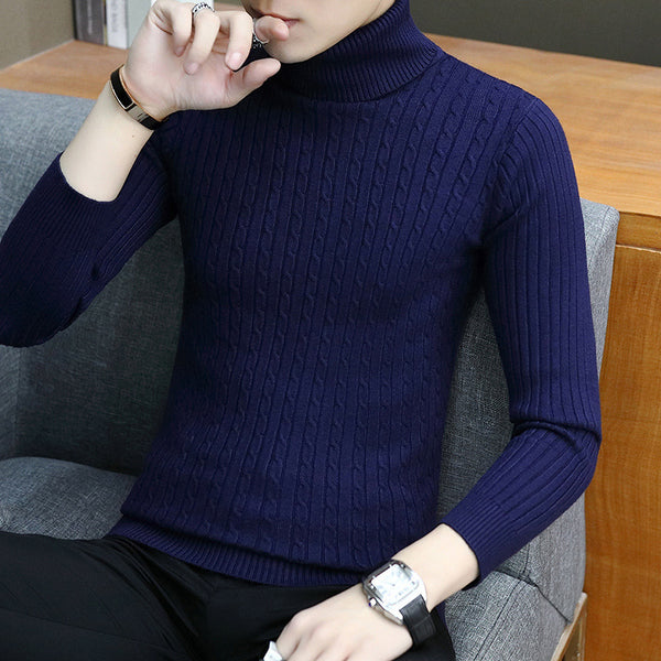 Men Slim-fit High Neck Sweater