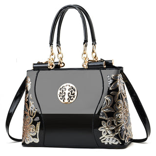 Buy black Floral Embroidered Luxury Hand and Shoulder Bag