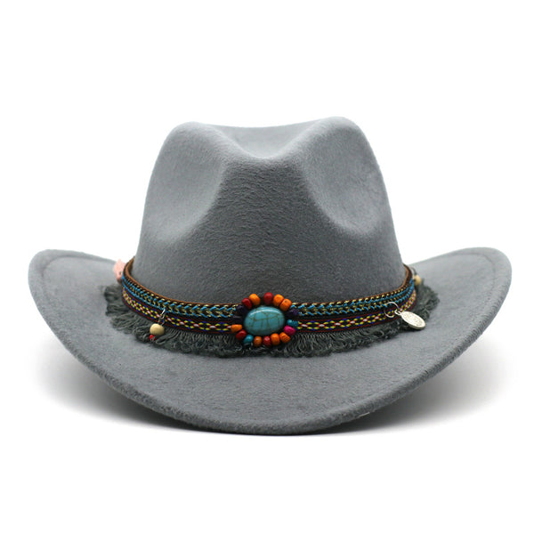 Unisex Curled Felt Belted Riding Hat