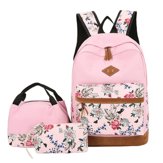 Buy pink-stitching 3pcs Schoolbag Backpack Lunch Bag And Wallets