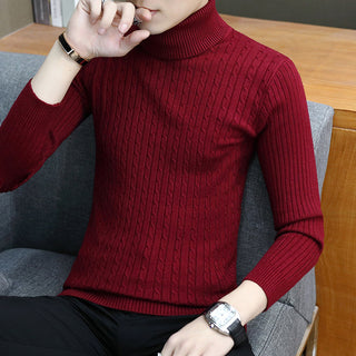 Buy wine-red Men Slim-fit High Neck Sweater