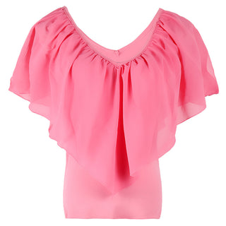 Buy pink Chiffon Bat Sleeve Stitching T-Shirt Shawl Top