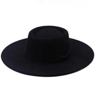 Buy black Concave Solid-Coloured Felt Hat