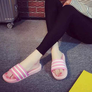 Women Striped Slides