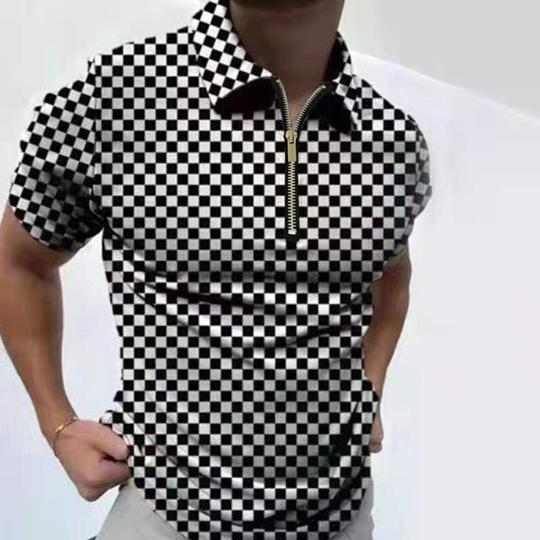 Men Short-Sleeved Patterned Polo T-Shirt