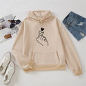 Printed Hand and Heart Tracing Fleece Hoodie