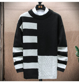 Buy black Men Casual Round Neck Long-sleeved Sweater