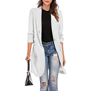 Buy white One Button Long Cardigan Blazer