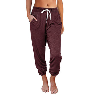 Buy wine-red Unisex High Waist Loose Pocketed Sweatpants-