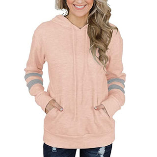 Buy pink Striped Loose Cotton Hoodie