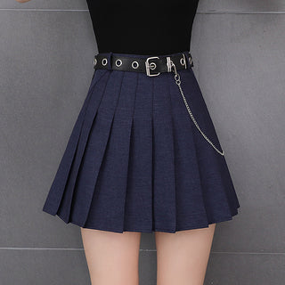 Buy blue Women Pleated Street Skirt