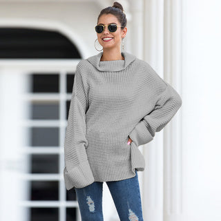 Buy gray Women Loose Turtleneck Sweater