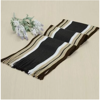 Men Striped Fringe Scarves