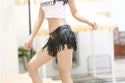 PU Leather Frayed Edge Shorts