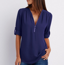 Women's Long Sleeve Loose V-neck Shirt