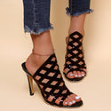 Women Thick Mid-Heel Hollow Sandals