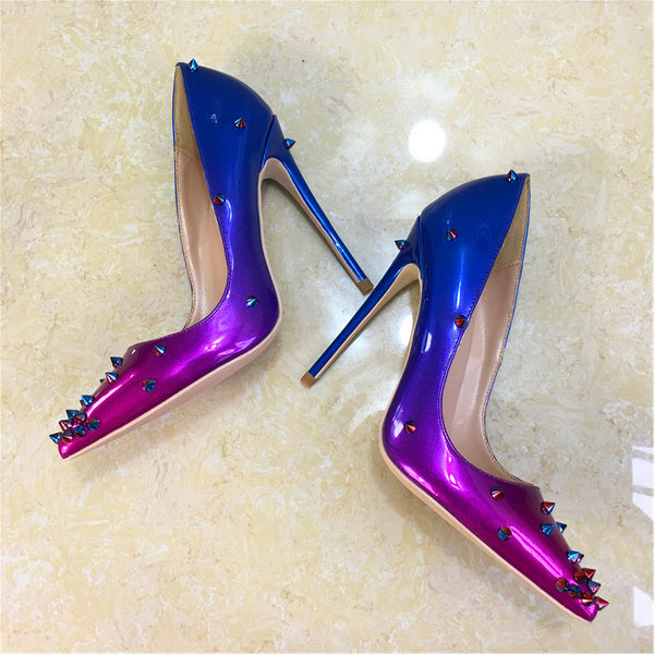 Women Gradient Rivet High Heels