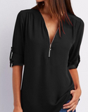 Women's Long Sleeve Loose V-neck Shirt