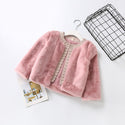 Round Neck Cotton Blended Fur Coat