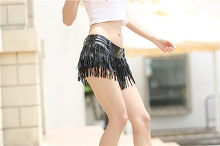 PU Leather Frayed Edge Shorts