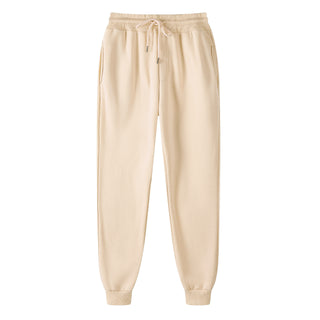 Buy khaki Unisex Cotton Solid Color Mid Waist Sweat Pants