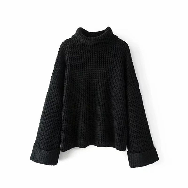 High-necked Knitted Loose Sweater