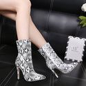 Stiletto Serpentine Pointed Heeled Boots