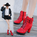 Women High Heel Leather Multi Strap Boots