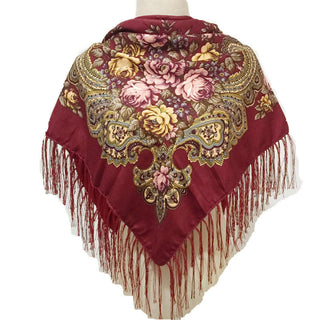 Buy wine-red Women Ethnic Style Baotou Scarf Shawl