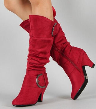 Buy red Women Belt Buckle Fashion Boots