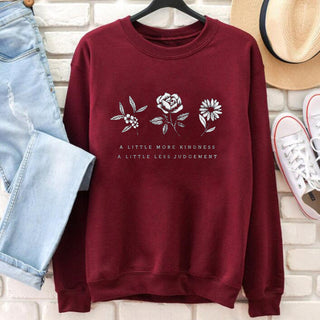 Floral Kindness Cotton Round Neck Sweater