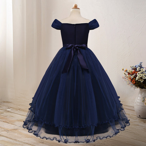 Girls One-shoulder Princess Flower Dress