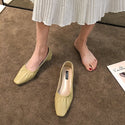 Women's Square Toe Pleated Loafers Slip-on Shoes