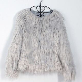 Buy gray Women Bust Shoulder Fur Coat