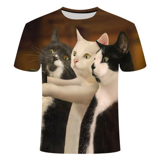 Unisex Cute Cat Print 3D Short Sleeve T-shirt