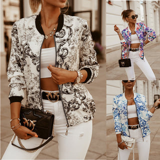 Women Slim Fit Long Sleeve Printed Jacket